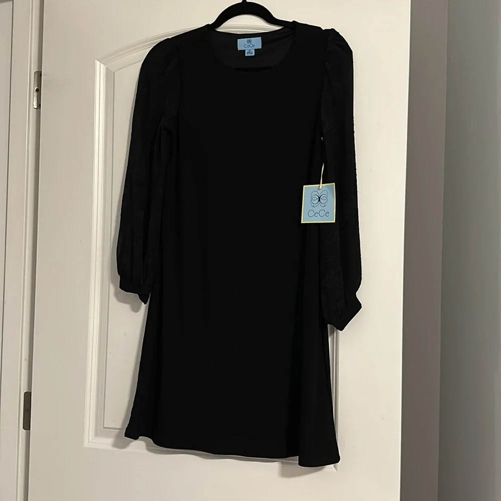 Cece Mixed Media Long Sleeve Dress - XS